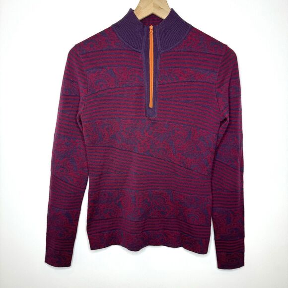 Title Nine Washable Wool Pullover Sweater Size XS 1/4 Zip Up Purple Pink - Picture 1 of 12